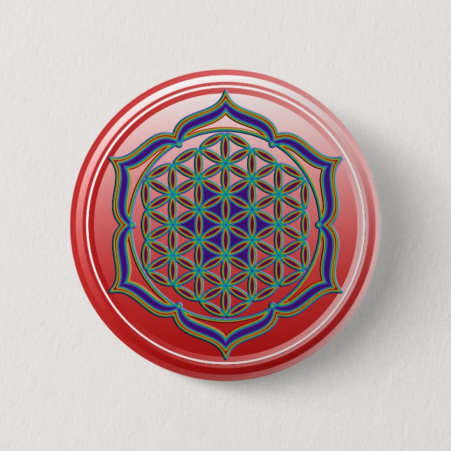 Blume des Lebens / Lebensgefühl - Lotus Contour Button (Vorderseite)