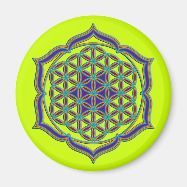 Blume des Lebens / Lebensgefühl - Lotus Contour Magnet (Vorne)