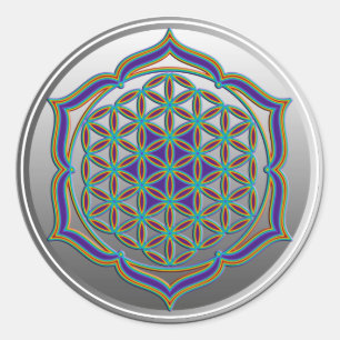 Blume des Lebens / Lebensgefühl - Lotus Contour Runder Aufkleber