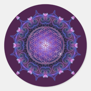 BLUME DES LEBENS / Lebensgefühl - Mandala I Runder Aufkleber