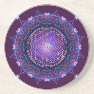 BLUME DES LEBENS / Lebensgefühl - Mandala I Sandstein Untersetzer