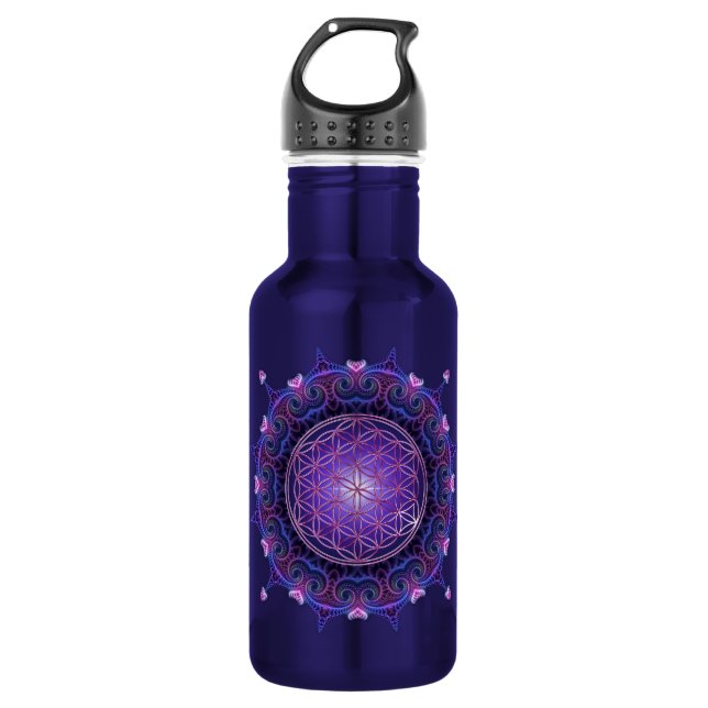 BLUME DES LEBENS / Lebensgefühl - Mandala I Trinkflasche (Vorderseite)