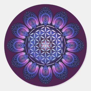 BLUME DES LEBENS / Lebensgefühl - Mandala II Runder Aufkleber