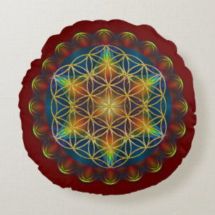 Blume des Lebens / Lebensgefühl - Mandala III Rundes Kissen