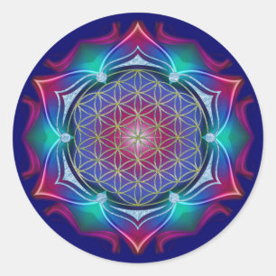 BLUME DES LEBENS / Lebensgefühl - Mandala IV Runder Aufkleber
