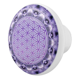 Blume des Lebens / Lebensgefühl - Mandala lila Keramikknauf