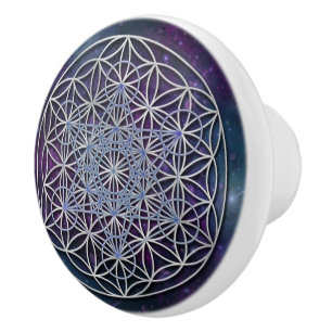 Blume des Lebens / Lebensgefühl - Metatron-Cube Keramikknauf