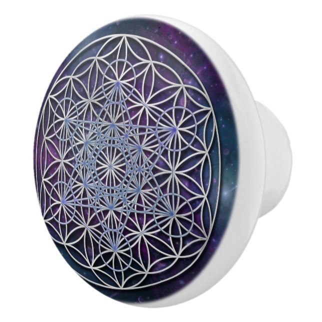 Blume des Lebens / Lebensgefühl - Metatron-Cube Keramikknauf (Rechts)