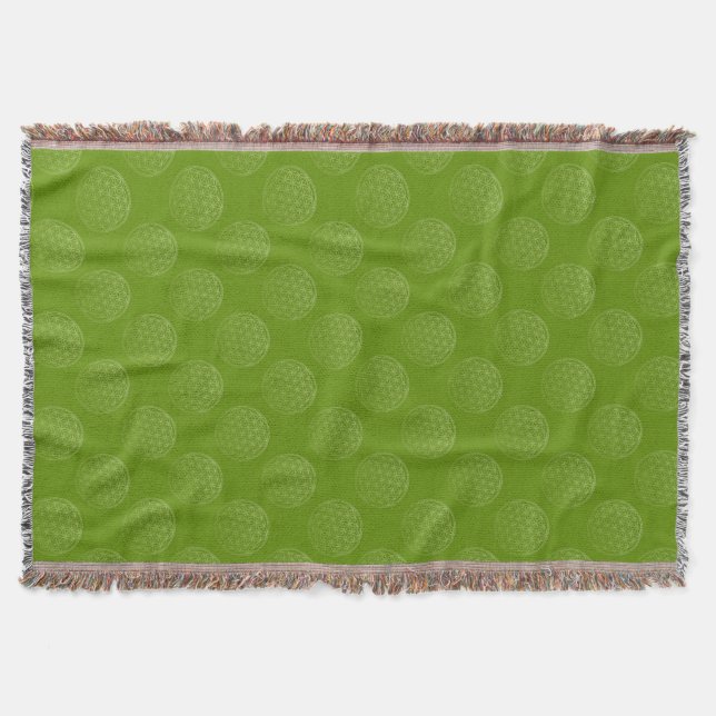 Blume des Lebens / Lebensgefühl - Muster grün Decke (Vorderseite)