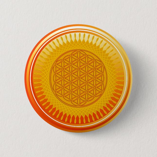 Blume des Lebens / Lebensgefühl - Orange Button (Vorderseite)