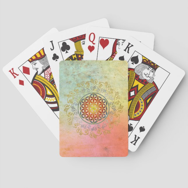 Blume des Lebens / Lebensgefühl - Ornament IV BG Spielkarten (Rückseite)