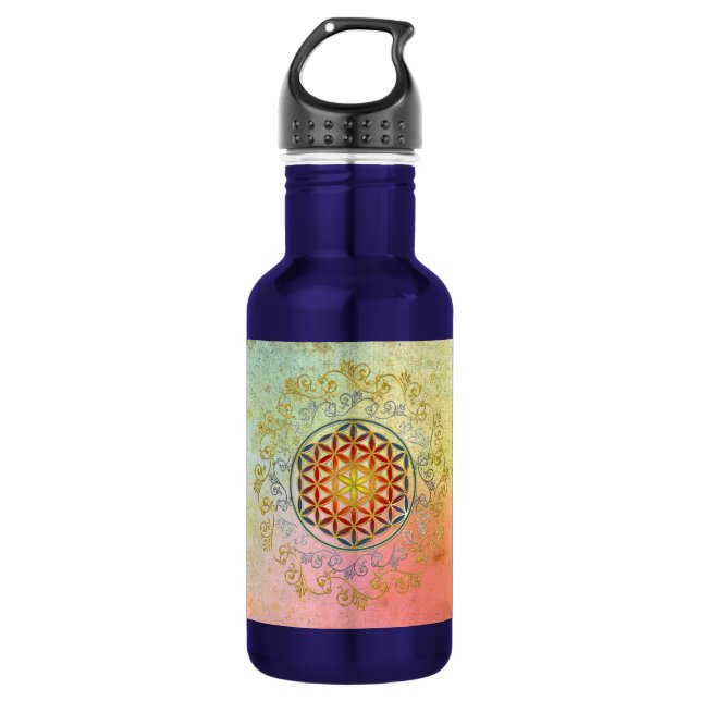 Blume des Lebens / Lebensgefühl - Ornament IV BG Trinkflasche (Vorderseite)