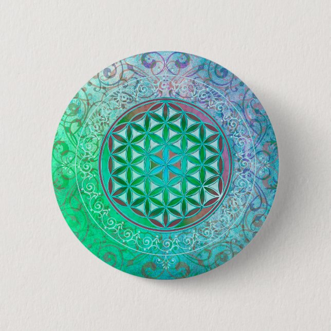 Blume des Lebens / Lebensgefühl - Ornament IV Button (Vorderseite)