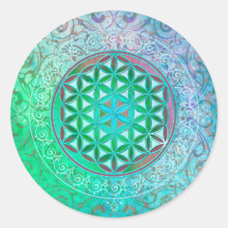 Blume des Lebens / Lebensgefühl - Ornament IV Runder Aufkleber