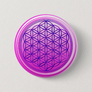 Blume des Lebens / Lebensgefühl - pinkblau Button