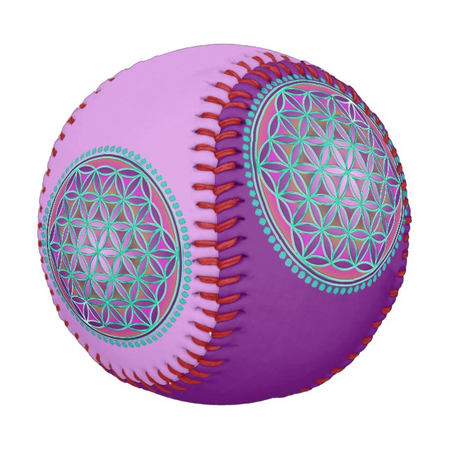 Blume des Lebens / Lebensgefühl - Schaltfläche VI Baseball (Schrägansicht)