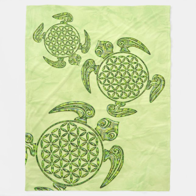Blume des Lebens / Lebensgefühl - Schildkröte Fleecedecke (Vorderseite)
