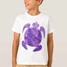 Blume des Lebens / Lebensgefühl - Schildkröte lila T-Shirt