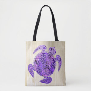 Blume des Lebens / Lebensgefühl - Schildkröte lila Tasche
