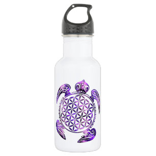 Blume des Lebens / Lebensgefühl - Schildkröte lila Trinkflasche
