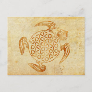 Blume des Lebens / Lebensgefühl - Schildkröte Postkarte