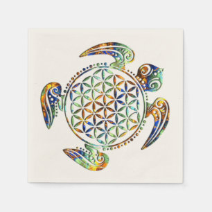 Blume des Lebens / Lebensgefühl - Schildkröte Serviette