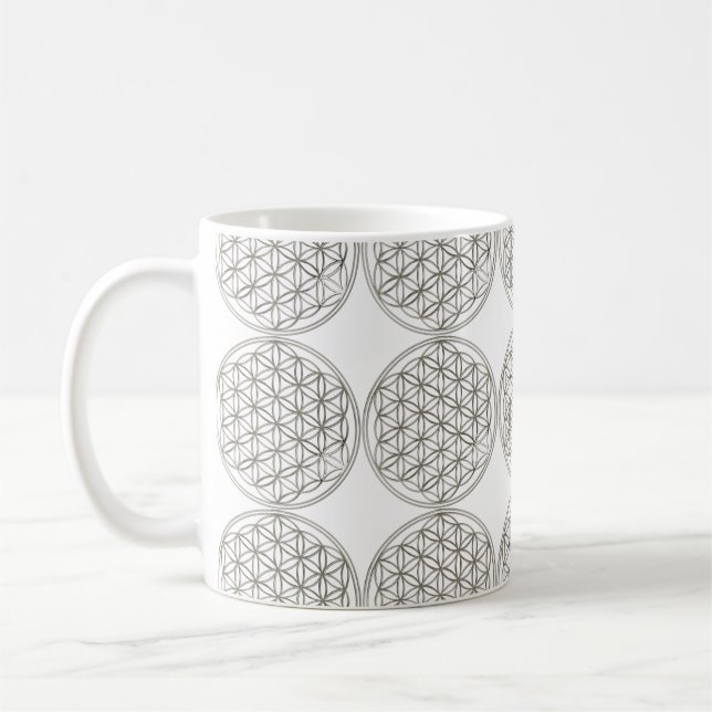 Blume des Lebens / Lebensgefühl - Silber Kaffeetasse (Links)