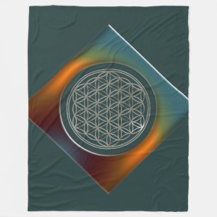 Blume des Lebens / Lebensgefühl - SILVER Fleecedecke