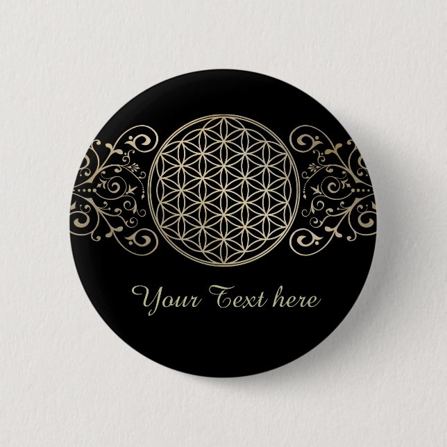 Blume des Lebens / Lebensgefühl - Vintag IX Button (Vorderseite)