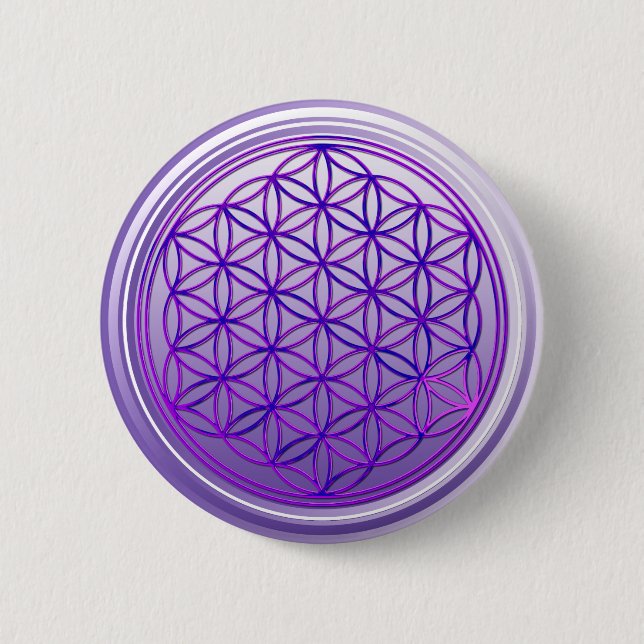 Blume des Lebens / Lebensgefühl - Violett Button (Vorderseite)