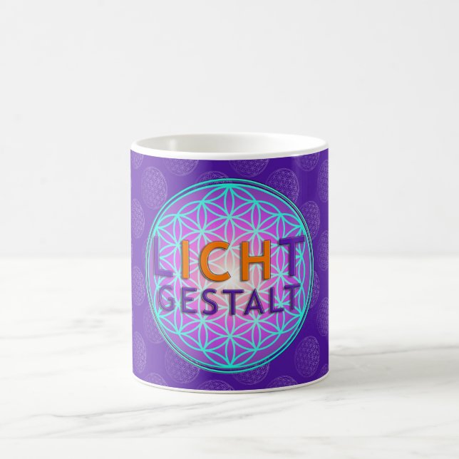 Blume Des Lebens Lichtgestalt | violettes Muster Kaffeetasse (Mittel)