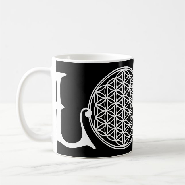 Blume des Lebens - LIEBE, Tätowierung Kaffeetasse (Links)