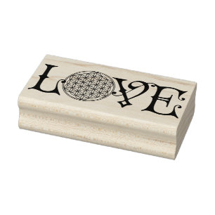 Blume des Lebens - LIEBE, Tätowierung schwarz Gummistempel