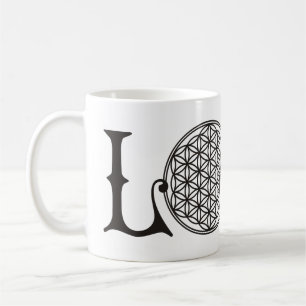 Blume des Lebens - LIEBE, Tätowierung schwarz Kaffeetasse