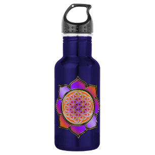 Blume des Lebens - LOTUS BLÜTE Orangenviolett Trinkflasche