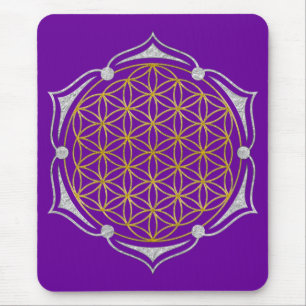 Blume des Lebens - Lotus gold silber Mousepad