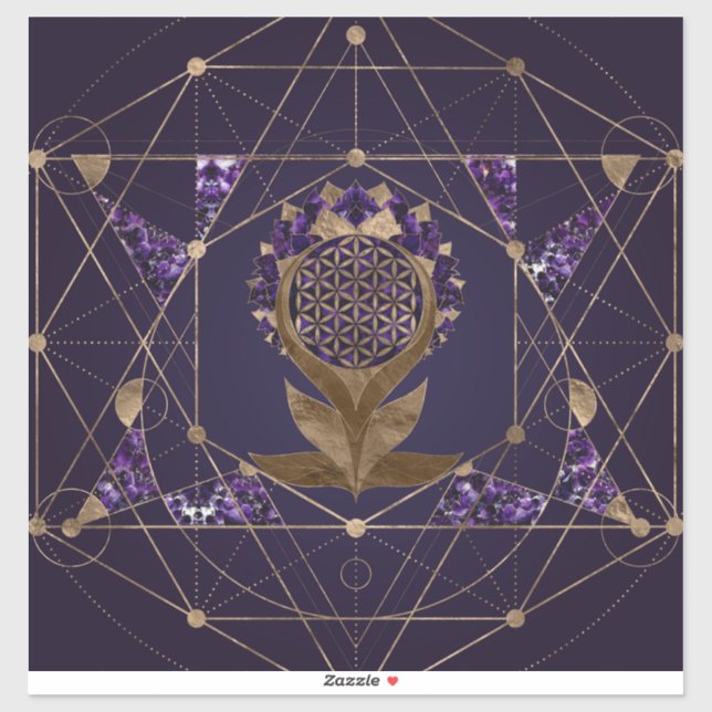 Blume des Lebens Lotus - Heilige Geometrie Aufkleber (Blatt)