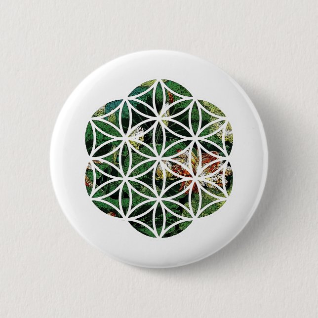 Blume des Lebens Lotus Malerei Button (Vorderseite)