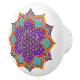 Blume des Lebens - LOTUS-Ornamente - Gold I Keramikknauf