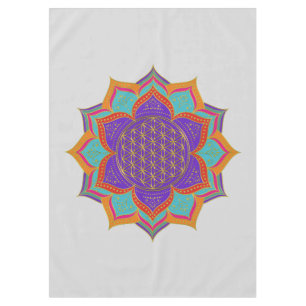 Blume des Lebens - LOTUS-Ornamente - Gold I Tischdecke