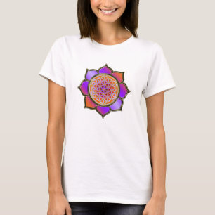 Blume des Lebens Lotus - violette Orange T-Shirt