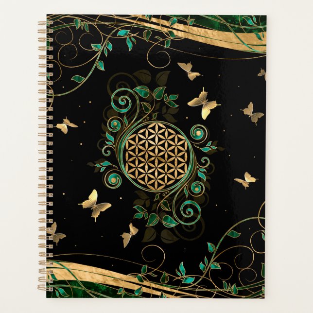 Blume des Lebens - Malachite Swirl und Schmetterli Planer (Vorderseite)