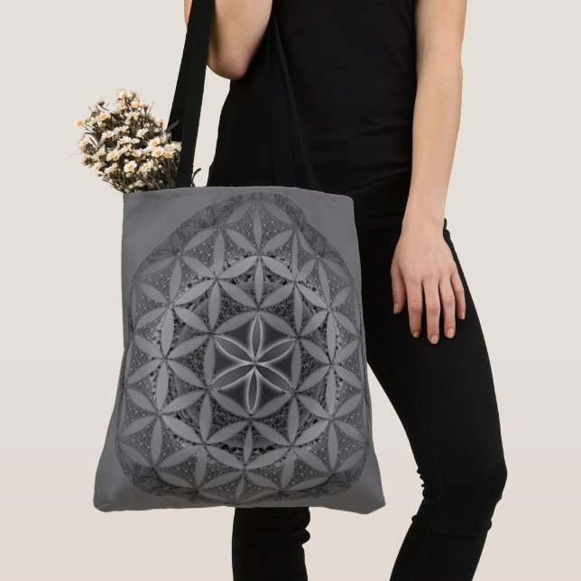 Blume des Lebens Mandala Gray Tasche (Von Nahem)