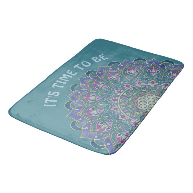 Blume des Lebens - Mandala Indien Stil 1 Badematte (Schrägansicht)