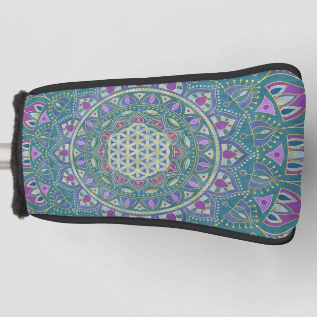 Blume des Lebens - Mandala Indien Stil 1 Golf Headcover (Vorderseite)