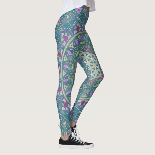 Blume des Lebens - Mandala Indien Stil 1 Leggings (Rechts)