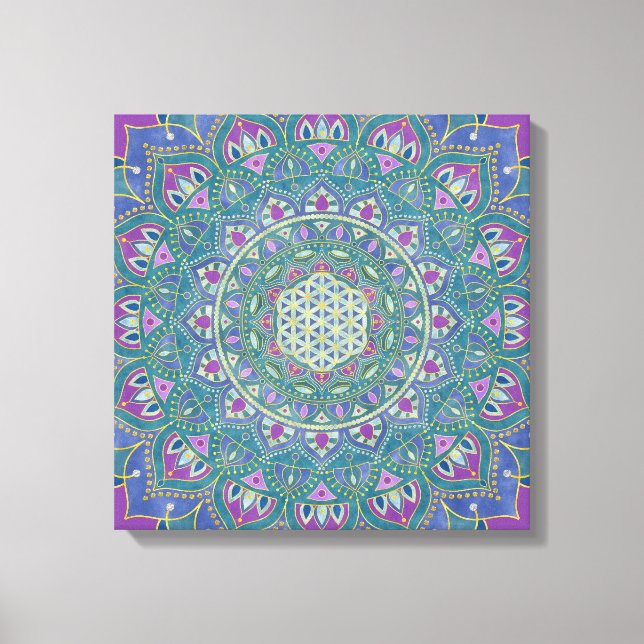 Blume des Lebens - Mandala Indien Stil 1 Leinwanddruck (Vorderseite)