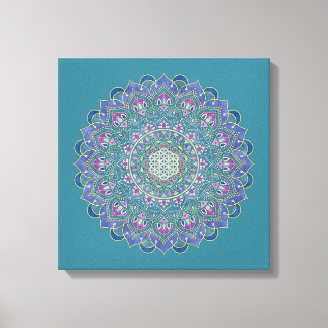 Blume des Lebens - Mandala Indien Stil 1 Leinwanddruck (Vorderseite)