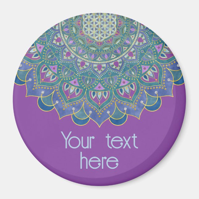 Blume des Lebens - Mandala Indien Stil 1 Magnet (Vorne)