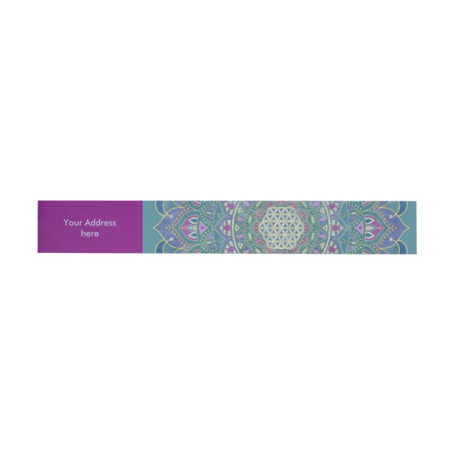Blume des Lebens - Mandala Indien Stil 1 Rundum-Adressaufkleber (Person)